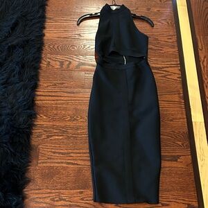 Elegant Black Sleeveless Dress bandage